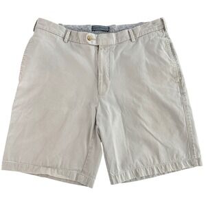 Peter Millar Mens Size 36 Khaki 100% Pima Cotton Flat Front Chino Shorts MC00B31
